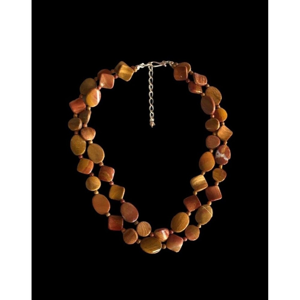 Jay King Necklace Sterling Silver Two Strand Mixed Red Jasper Necklace